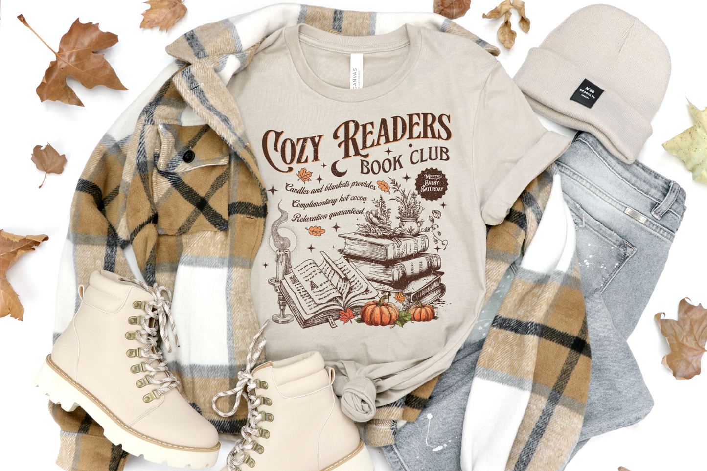 COZY READER FALL AUTUMN GRAPHIC TEE