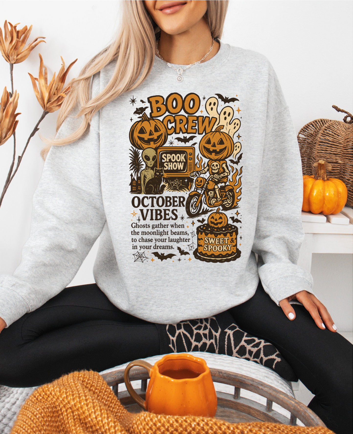 BOO CREW HALLOWEEN CREWNECK SWEATSHIRT