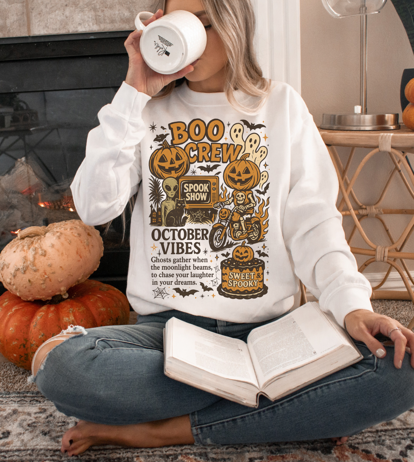 BOO CREW HALLOWEEN CREWNECK SWEATSHIRT
