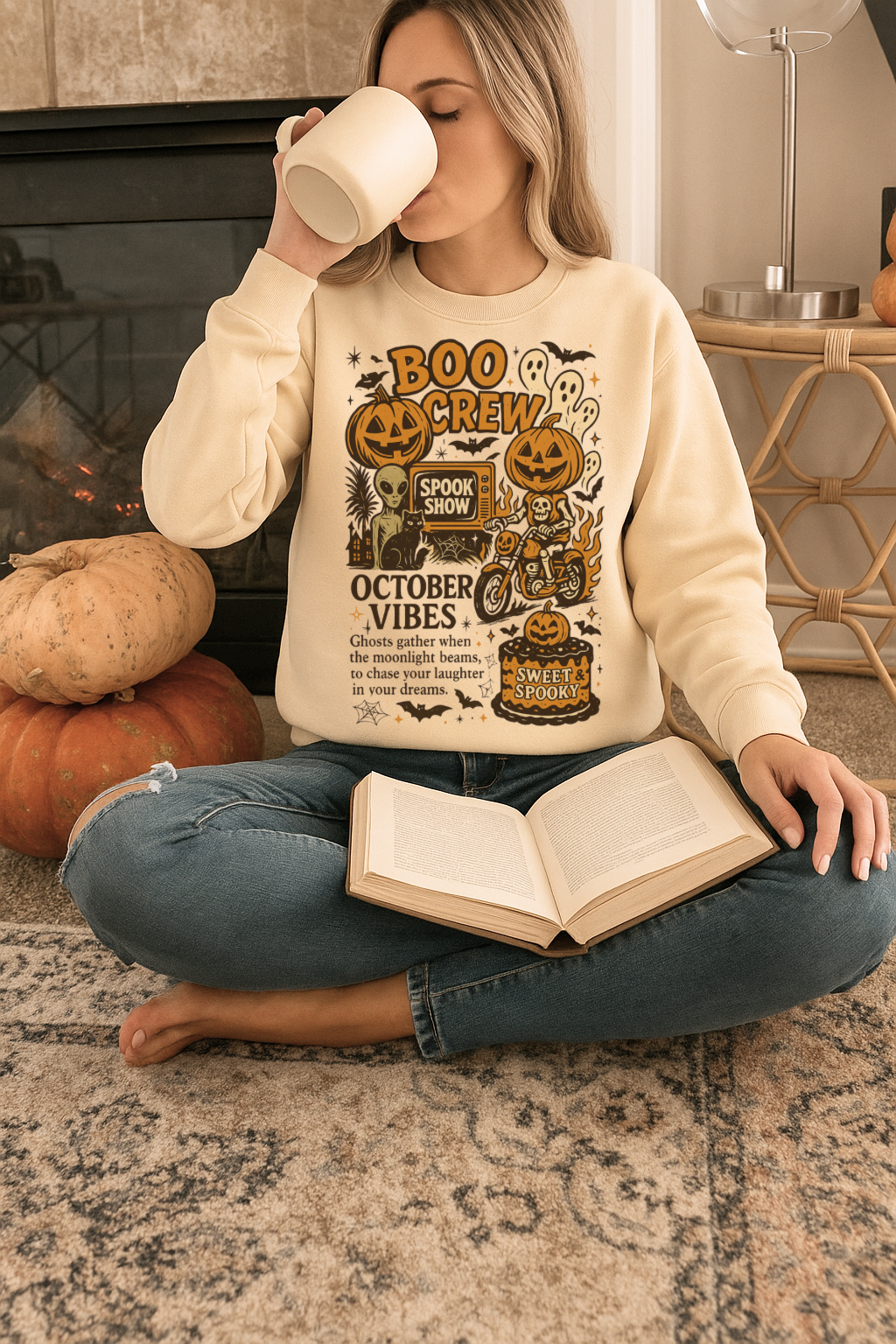 BOO CREW HALLOWEEN CREWNECK SWEATSHIRT