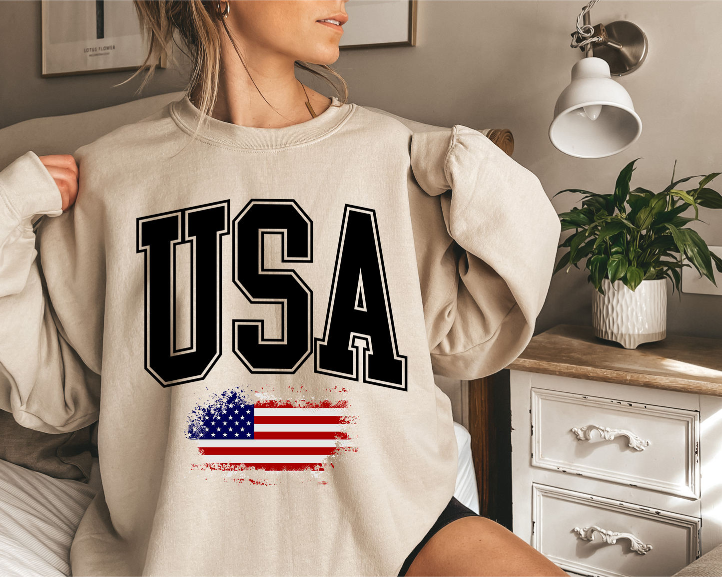 USA AMERICAN FLAG CREWNECK SWEATSHIRT