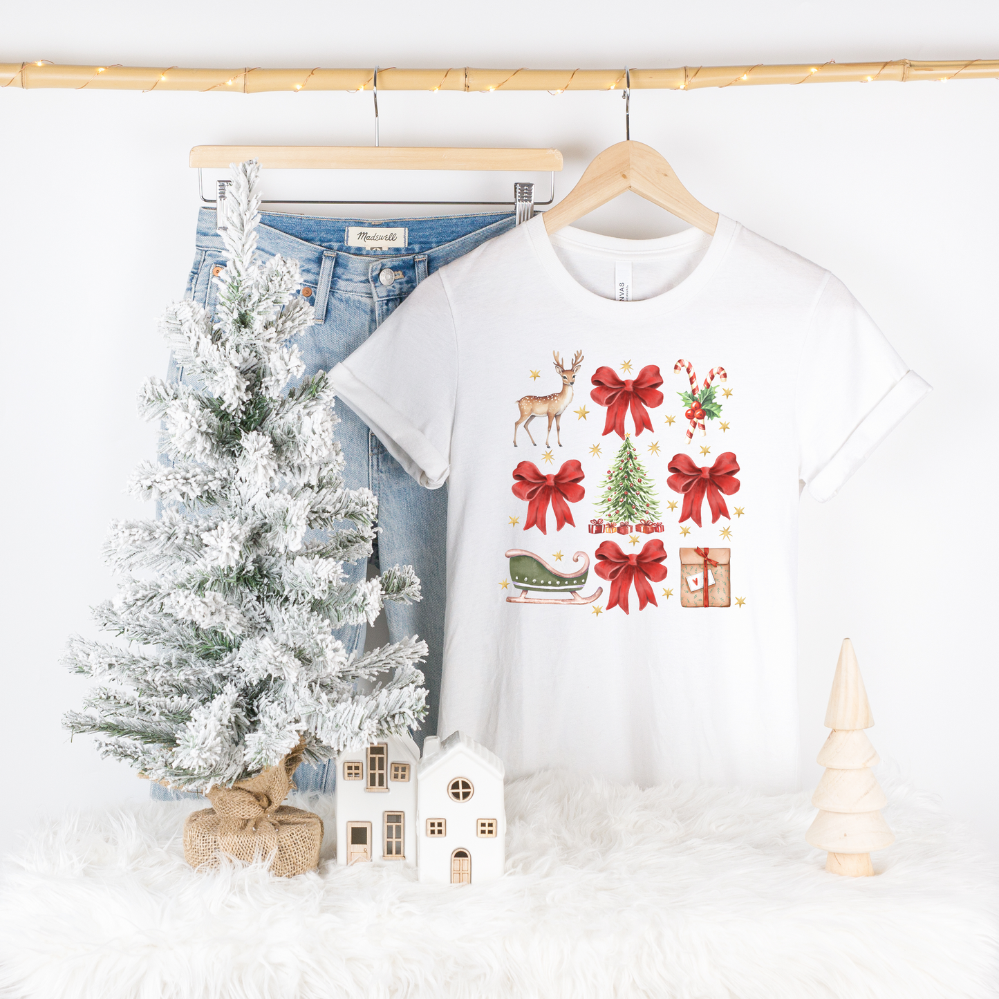 VINTAGE RETRO BOW CHRISTMAS GRAPHIC TEE