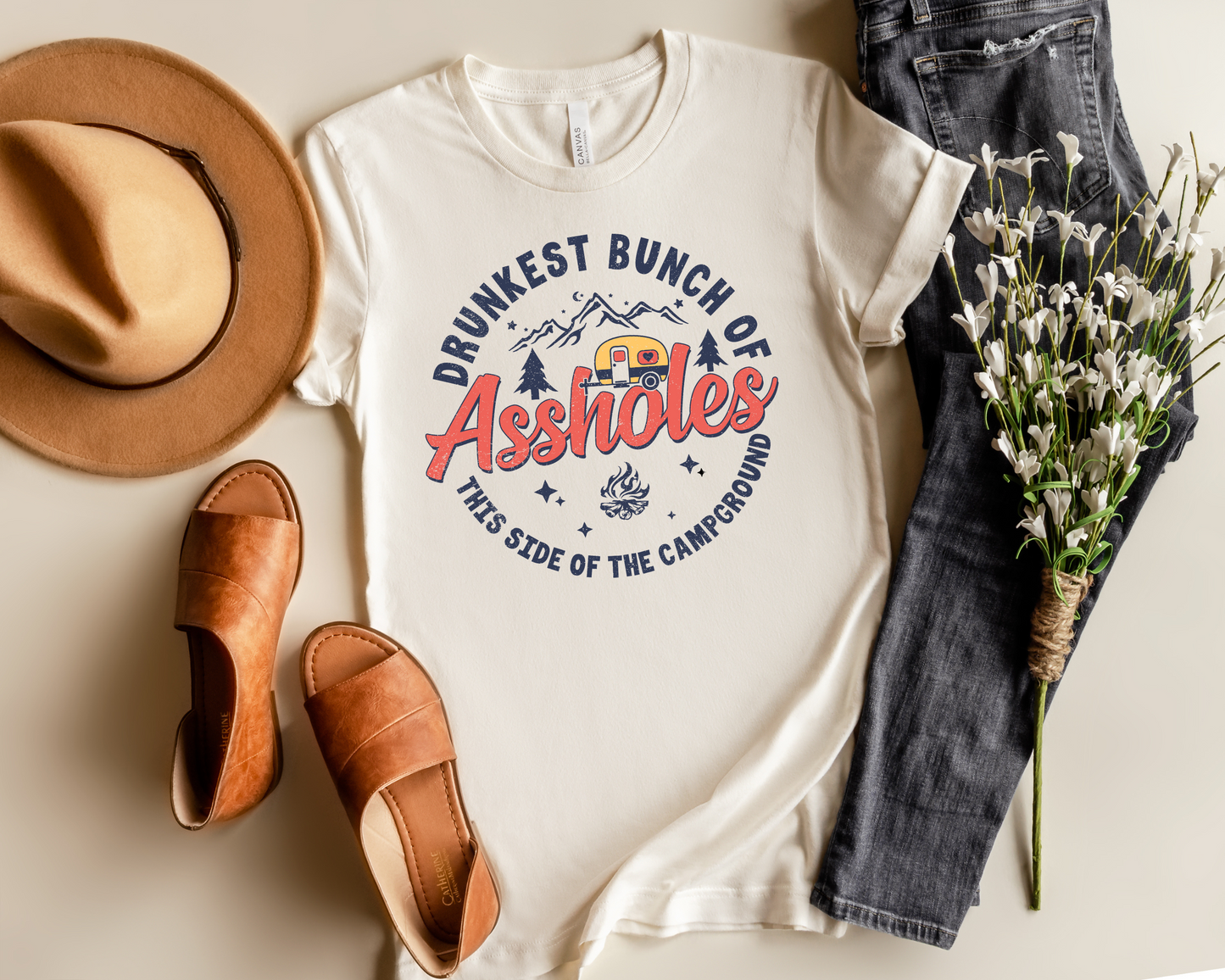 DRUNKEST BUNCH OF ASSHOLES ON THIS SIDE OF THE CAMPGROUND GRAPHIC TEE