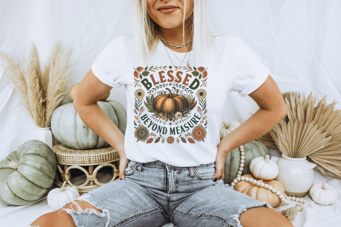 BLESSED BEYOND MEASURE FALL THANKSGIVING GRAPHIC TEE