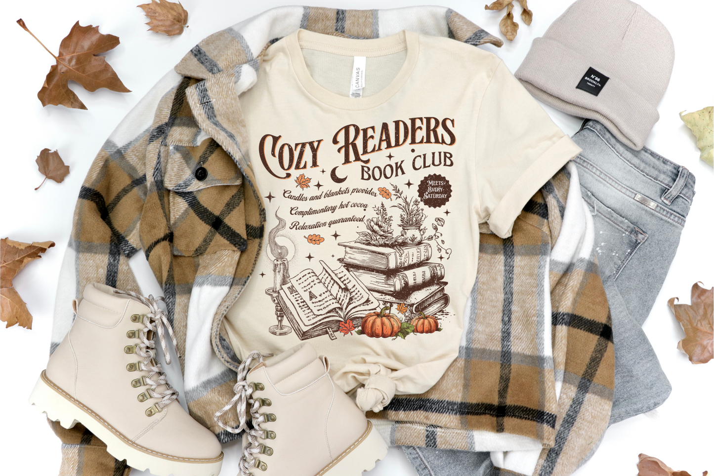 COZY READER FALL AUTUMN GRAPHIC TEE