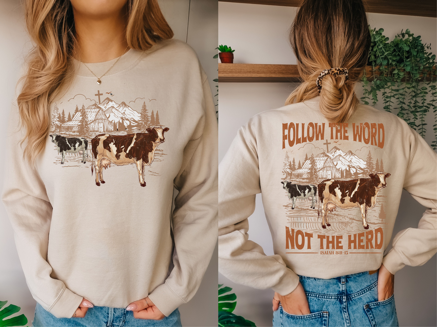 FOLLOW THE WORD NOT THE HERD DOUBLE SIDED SWEATSHIRT