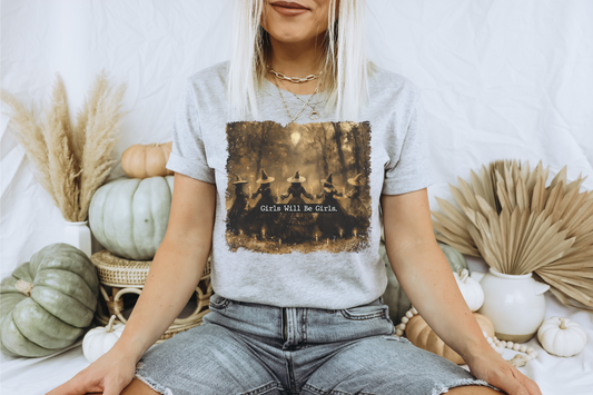 GIRLS WILL BE GIRLS HALLOWEEN GRAPHIC TEE