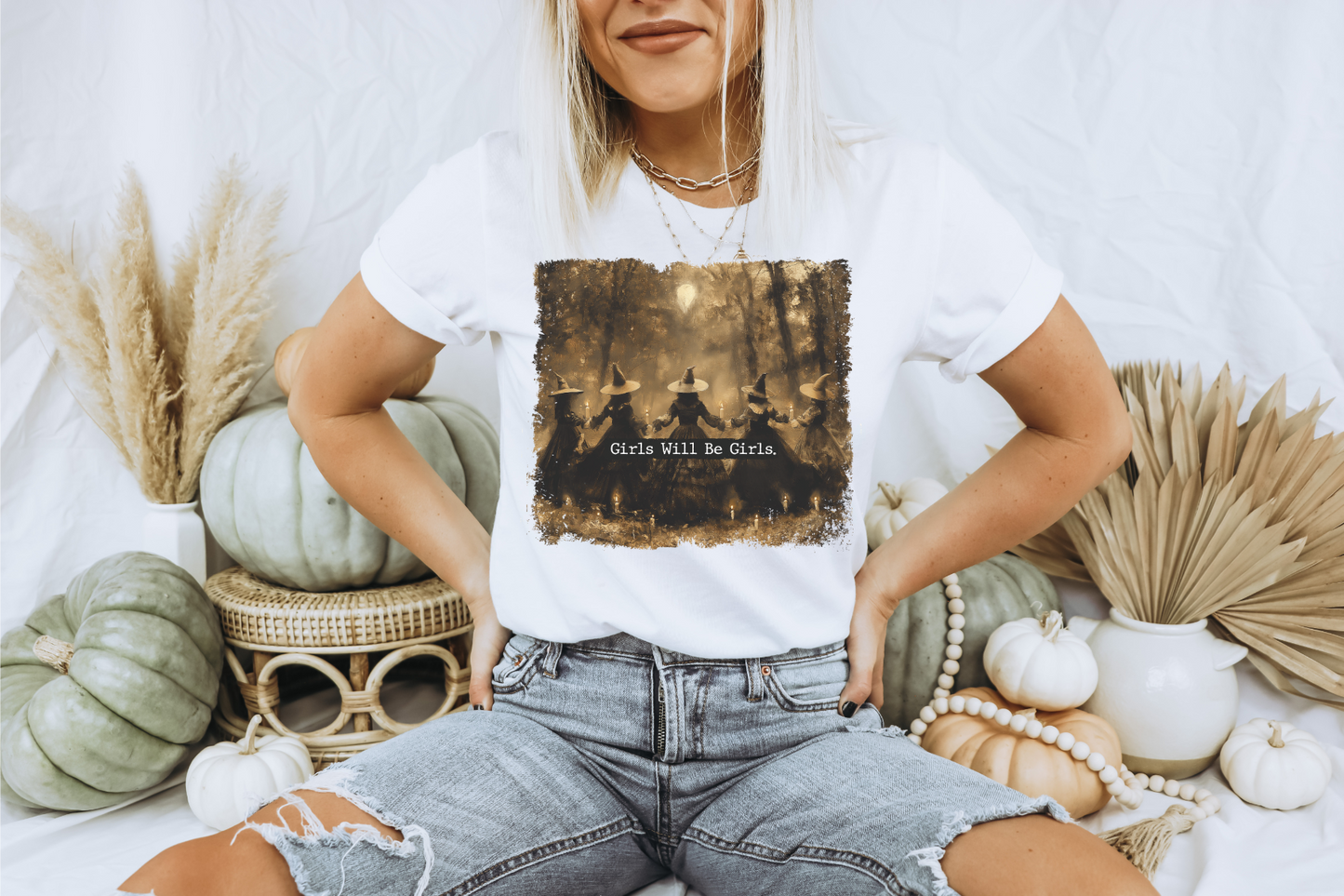 GIRLS WILL BE GIRLS HALLOWEEN GRAPHIC TEE
