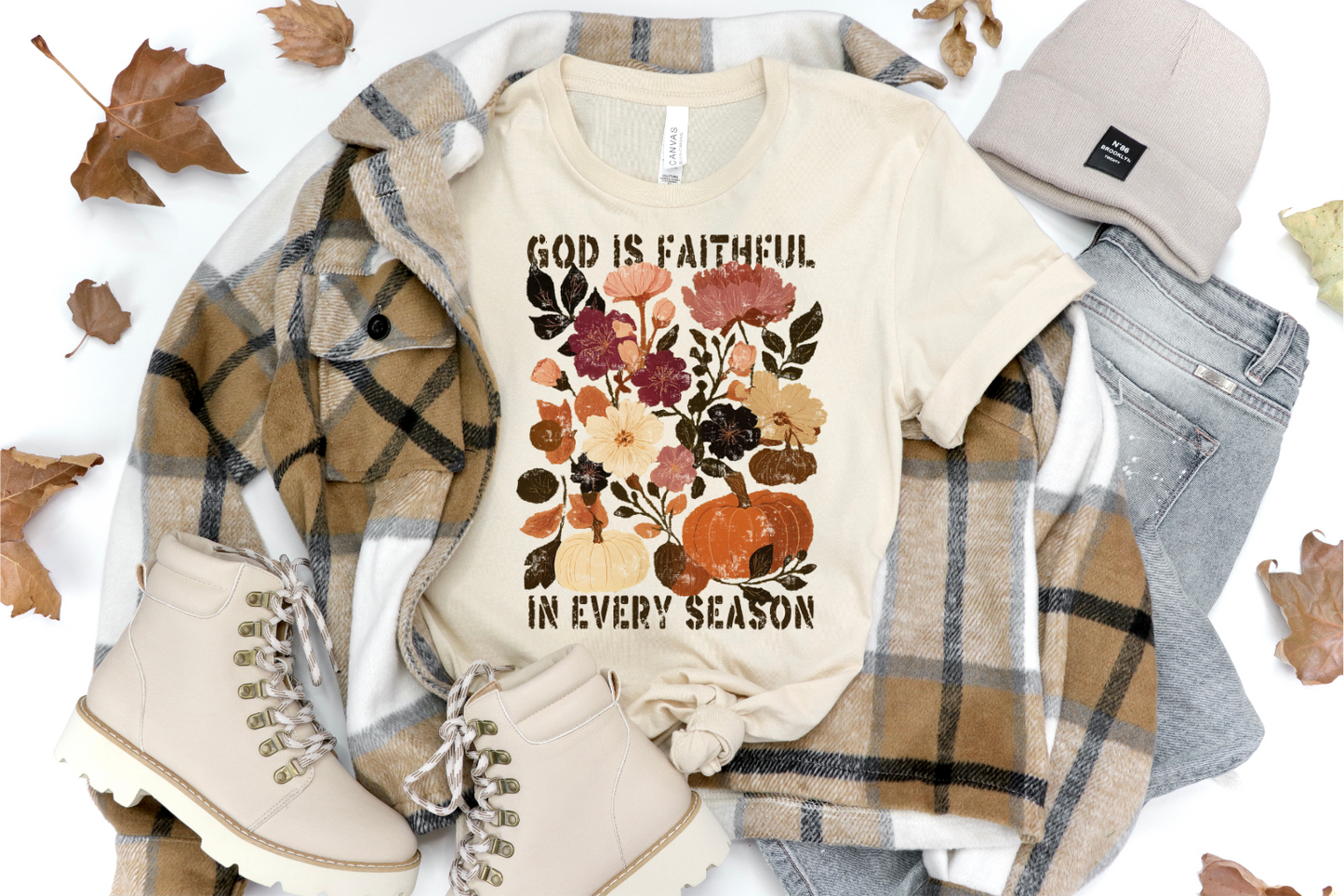GOD IS FAITHFUL IN EVERY SEASON FALL GRAPHIC TEE