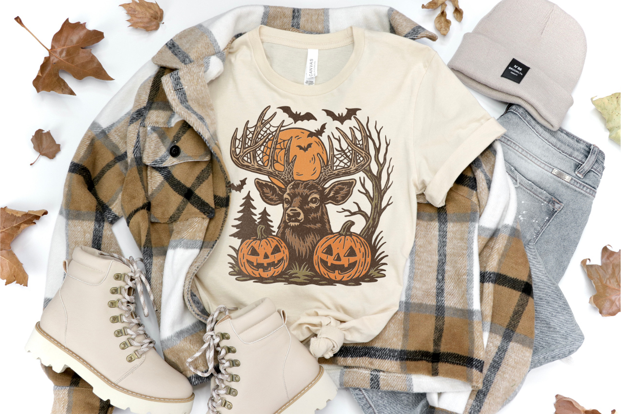 RETRO HALLOWEEN DEER FALL GRAPHIC TEE