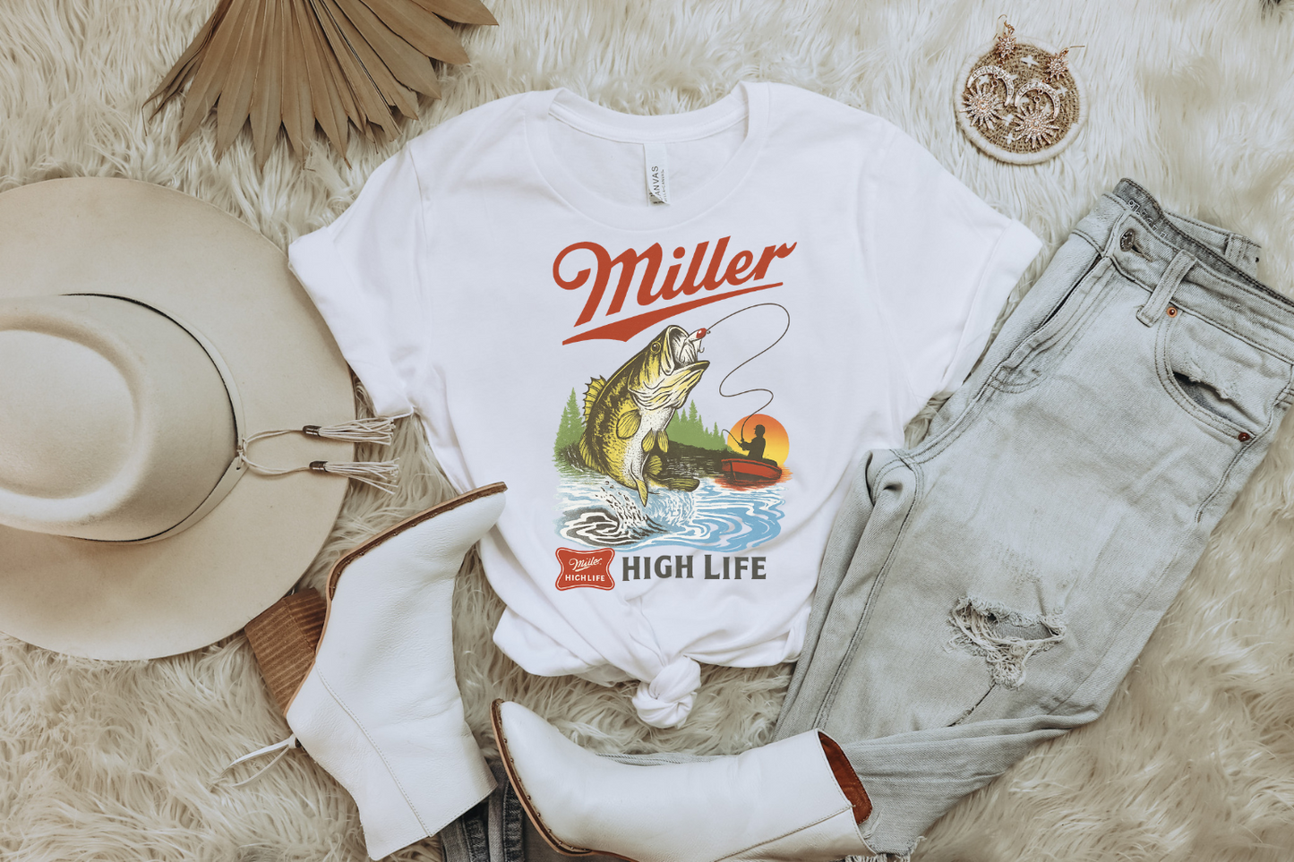 VINTAGE RETRO MILLER FISHING GRAPHIC TEE
