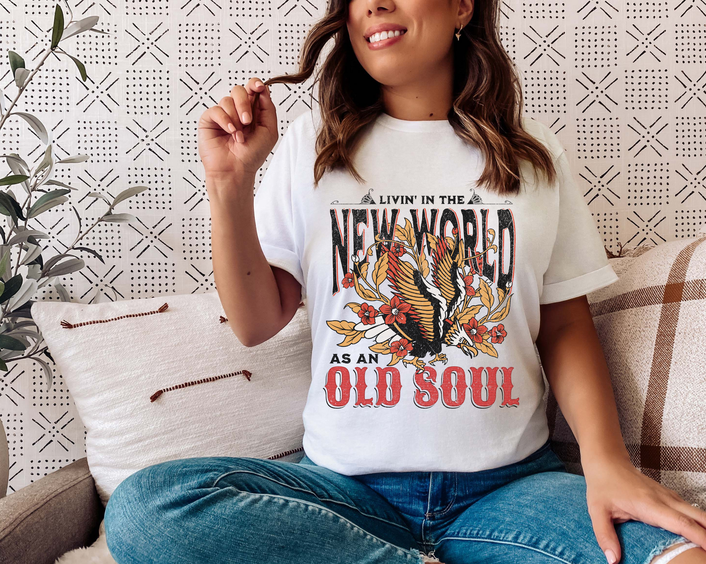 LIVING IN A NEW WORLD WITH AN OLD SOUL VINTAGE GRAPHIC TEE