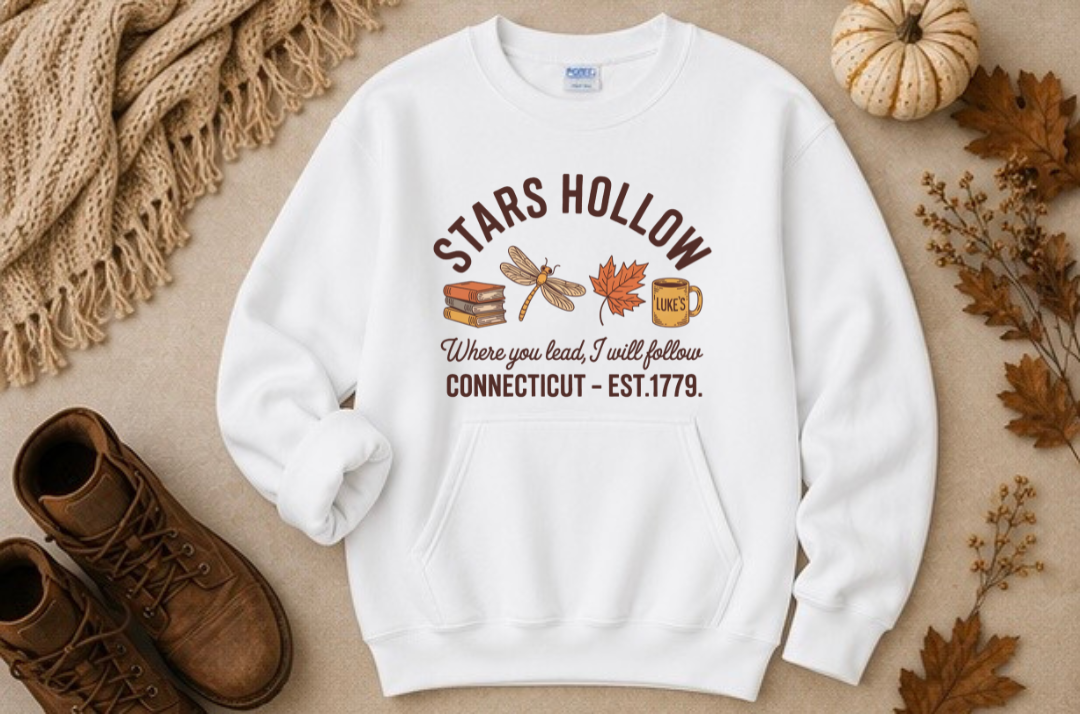 GILMORE GIRLS STARS HOLLOW KANGAROO POCKET CREWNECK SWEATSHIRT