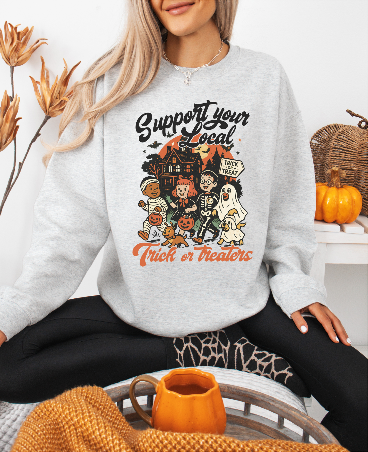 SUPPORT YOUR LOCAL TRICK OR TREATERS CREWNECK SWEATSHIRT
