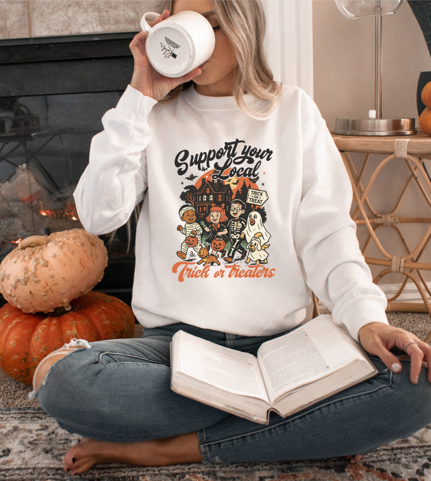 SUPPORT YOUR LOCAL TRICK OR TREATERS CREWNECK SWEATSHIRT