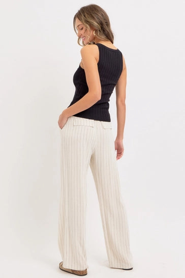 LINEN STRIPED PULL ON PANTS
