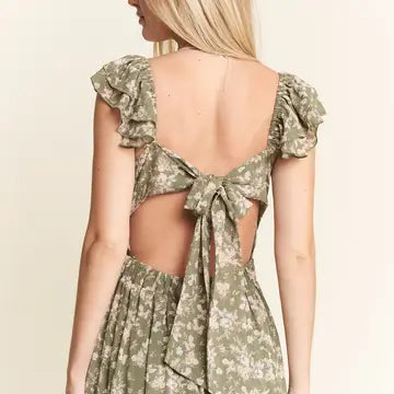 SAGE GREEN RUFFLE SLEEVE MAXI DRESS