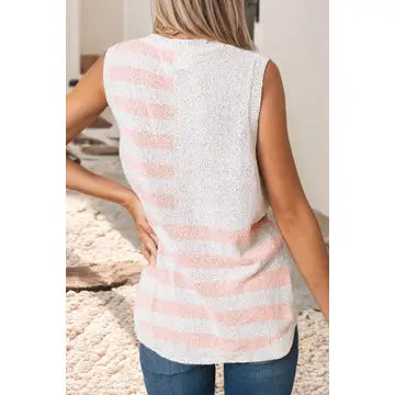 USA FLAG NOTCHED NECKLINE SWEATER TANK