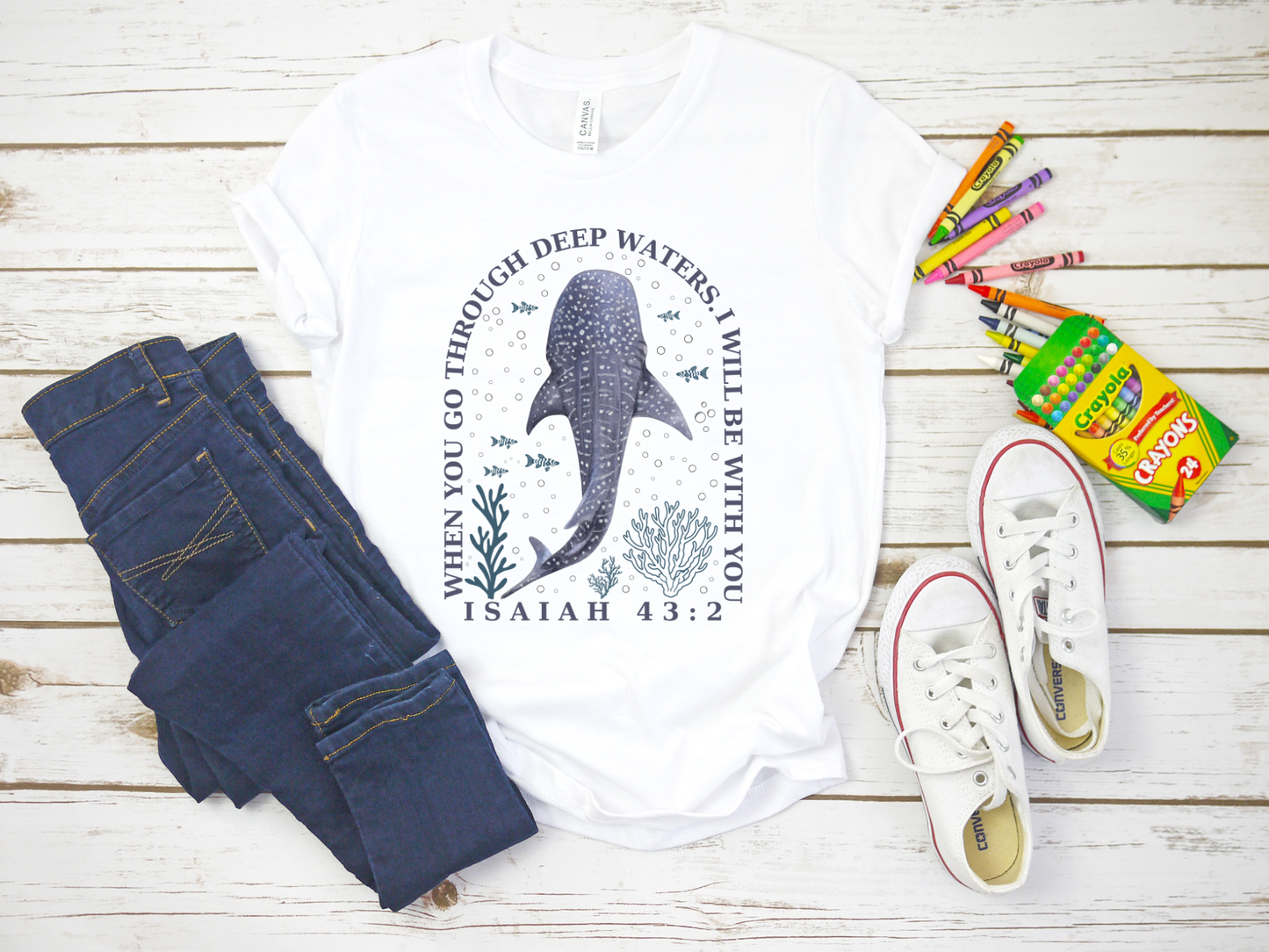 YOUTH ISAIAH 43:2 WHALE GRAPHIC TEE