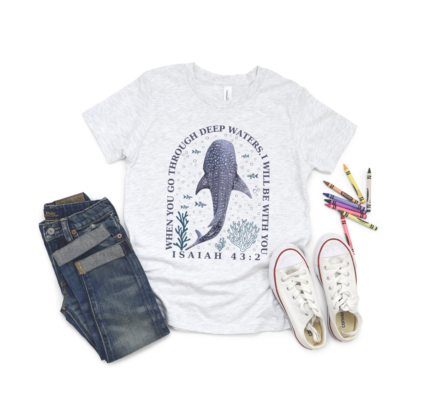 YOUTH ISAIAH 43:2 WHALE GRAPHIC TEE