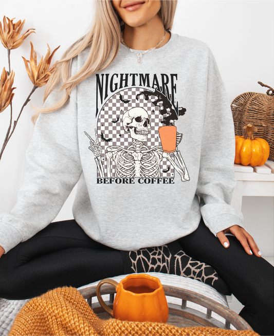 NIGHTMARE BEFORE COFFEE HALLOWEEN CREWNECK SWEATSHIRT