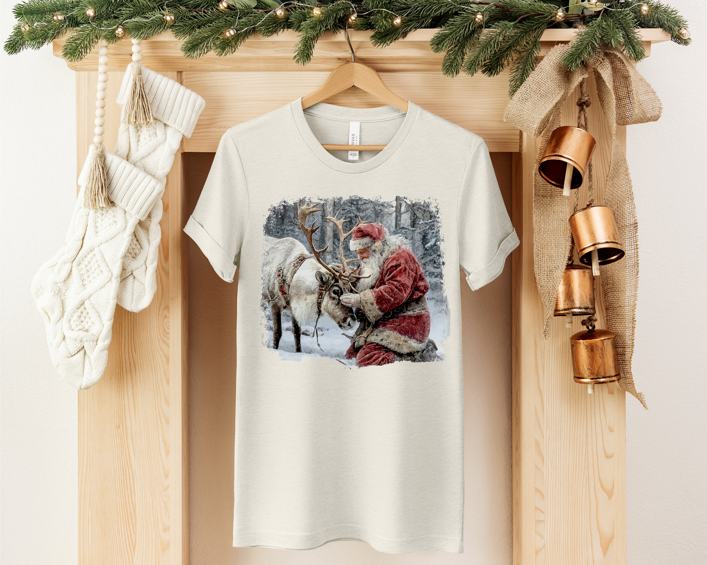 SANTA + REINDEER WINTER CHRISTMAS TEE