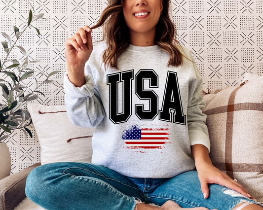 USA AMERICAN FLAG CREWNECK SWEATSHIRT