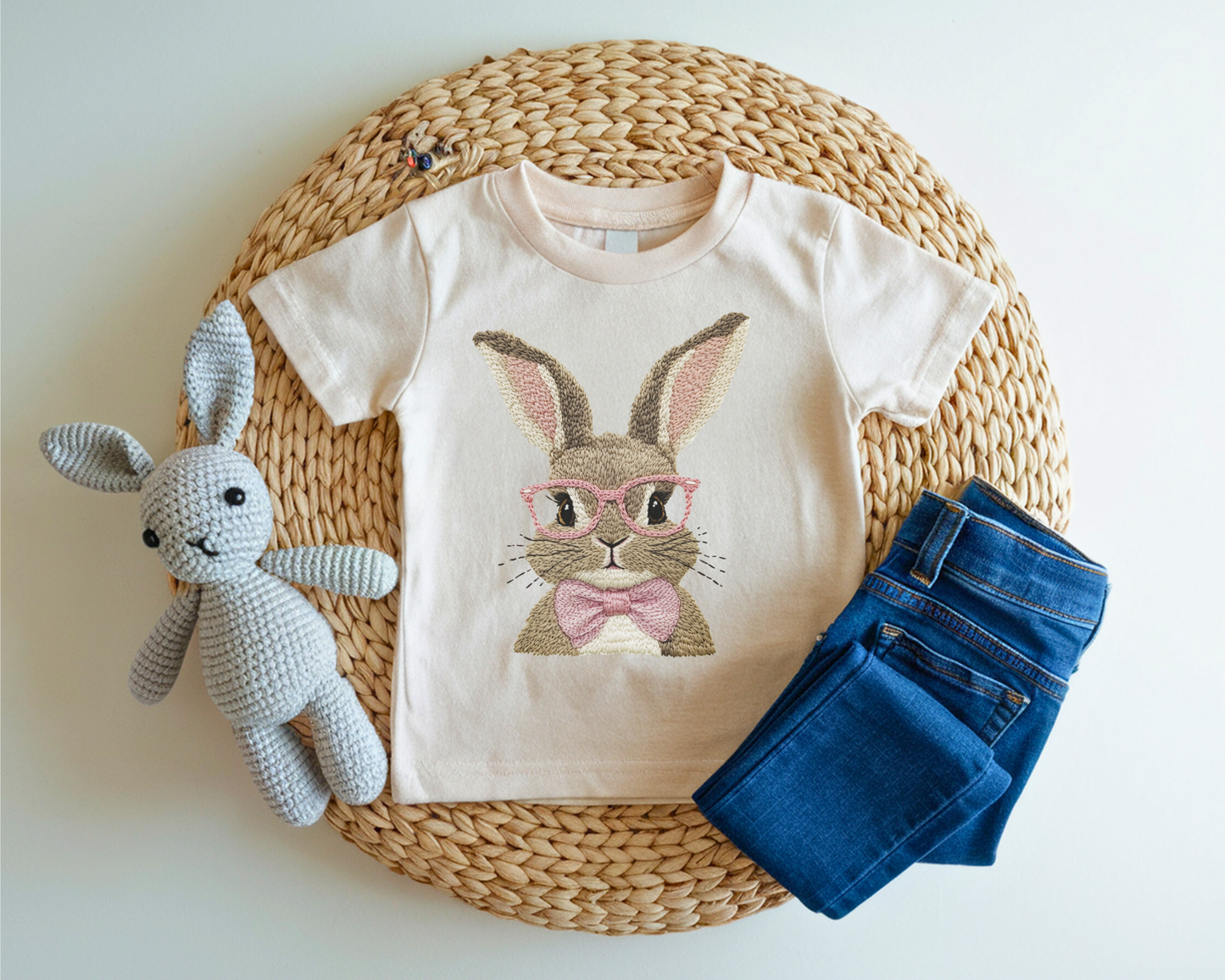 YOUTH FAUX KNIT BUNNY GRAPHIC TEE