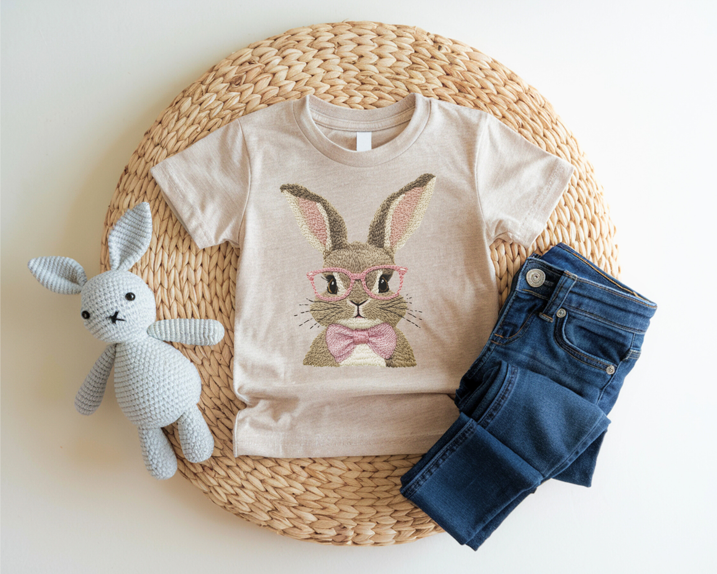 YOUTH FAUX KNIT BUNNY GRAPHIC TEE
