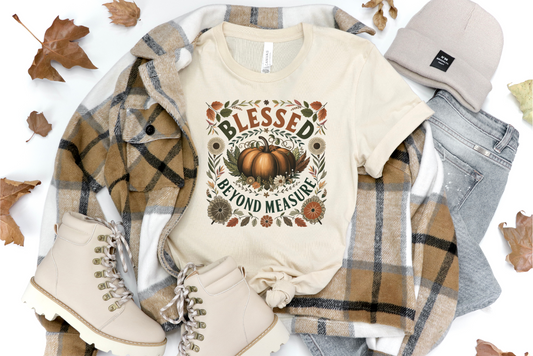 BLESSED BEYOND MEASURE FALL THANKSGIVING GRAPHIC TEE
