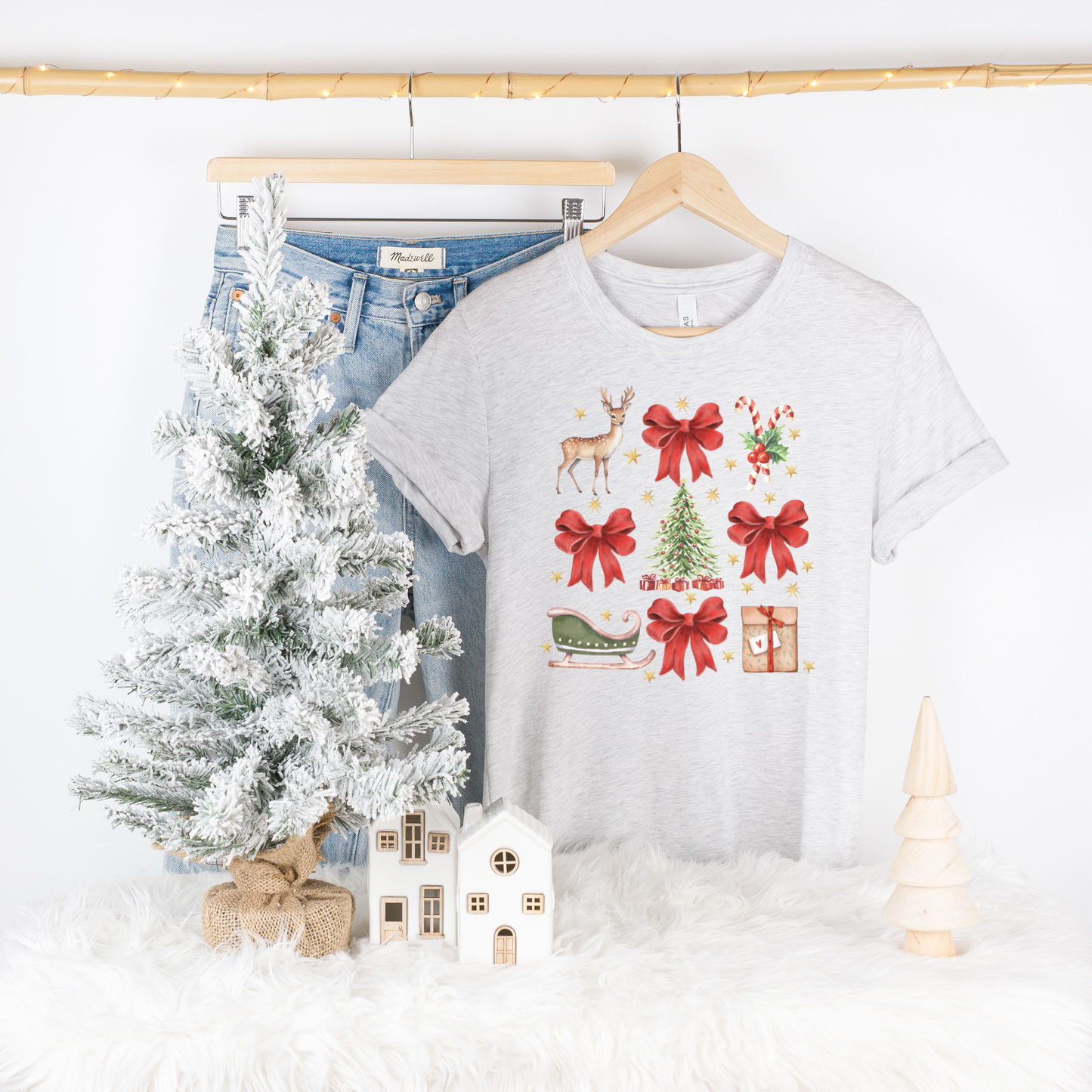 VINTAGE RETRO BOW CHRISTMAS GRAPHIC TEE