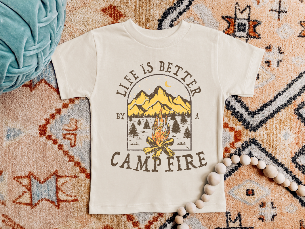 KIDS LIFE IS BETTER BY A CAMPFIRE YOUTH GRAPHIC TEE