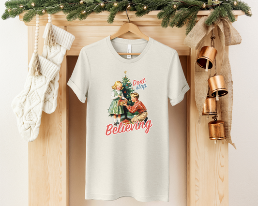 VINTAGE INSPIRED DON'T STOP BELIEVING GRAPHIC TEE