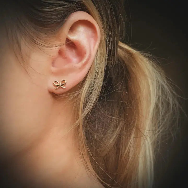 18K BOW STUD DAINTY EARRINGS