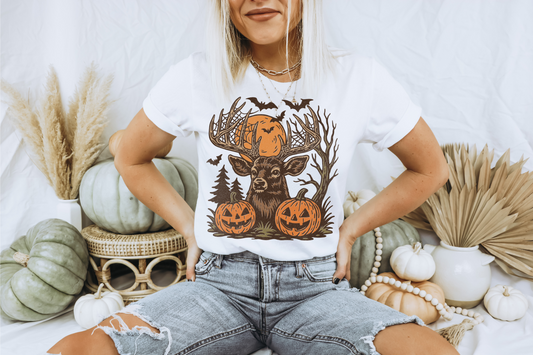 RETRO HALLOWEEN DEER FALL GRAPHIC TEE