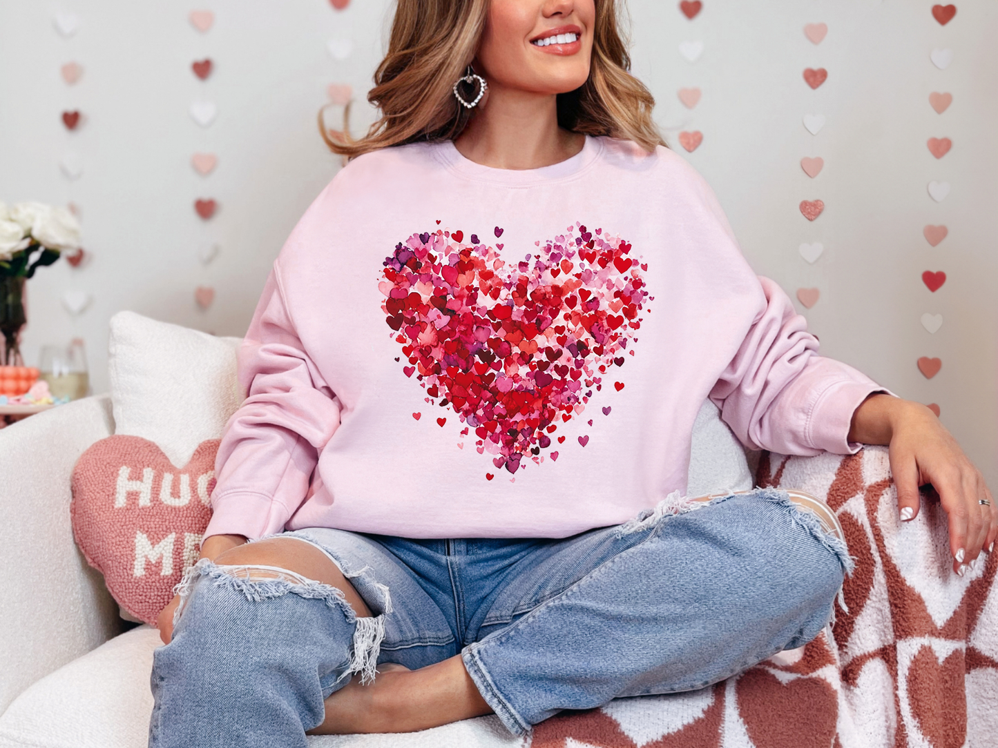 WATER COLOR HEART VALENTINE CREWNECK SWEATSHIRT