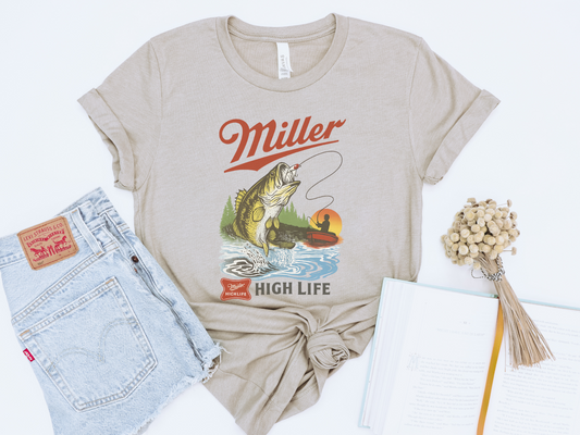 VINTAGE RETRO MILLER FISHING GRAPHIC TEE