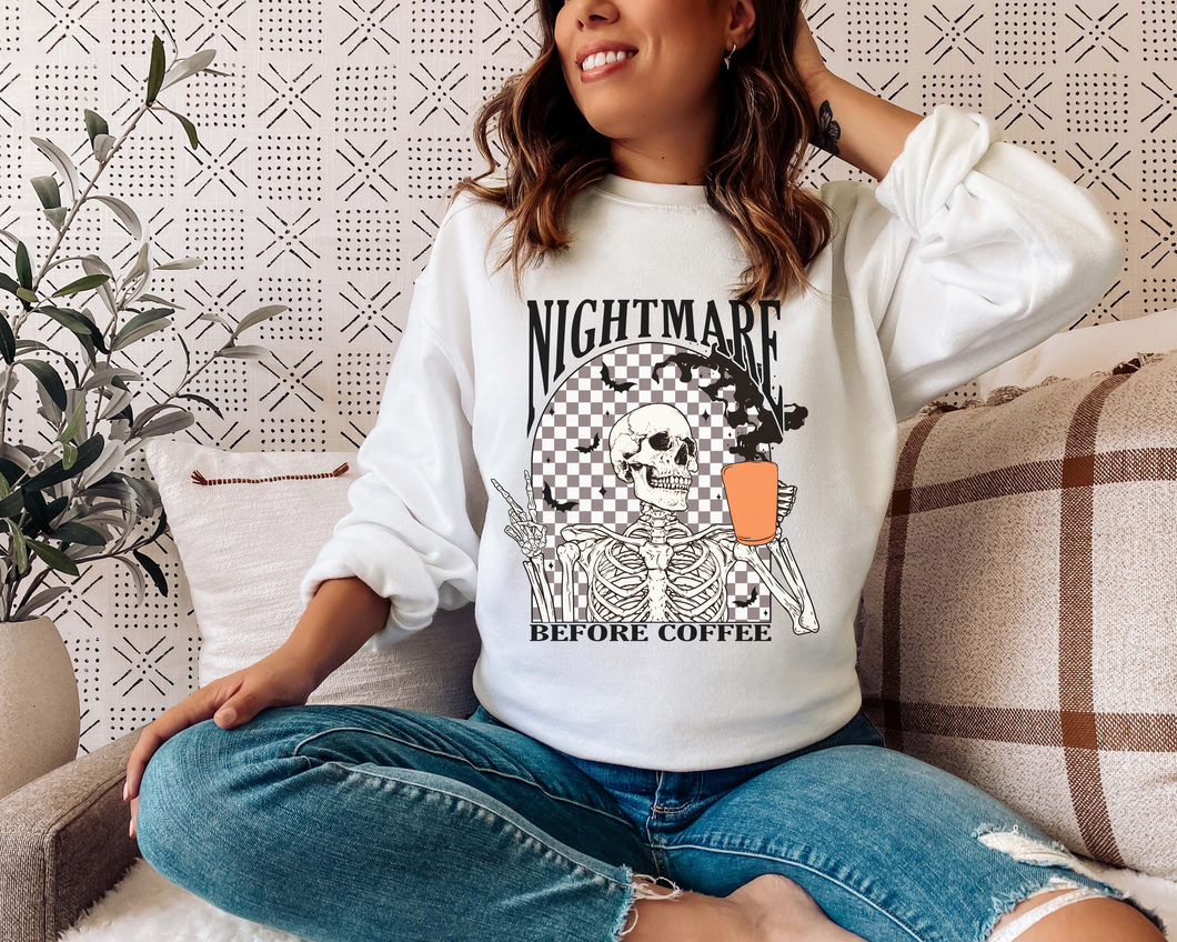NIGHTMARE BEFORE COFFEE CREWNECK SWEATSHIRT ADULT