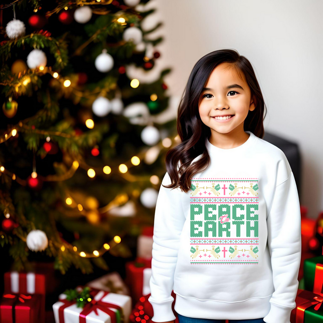YOUTH PEACE ON EARTH CHRISTMAS CREWNECK SWEATSHIRT