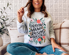 Load image into Gallery viewer, PRAYING MAMA RAISING WARRIORS CREWNECK SWEATSHIRT ADULT
