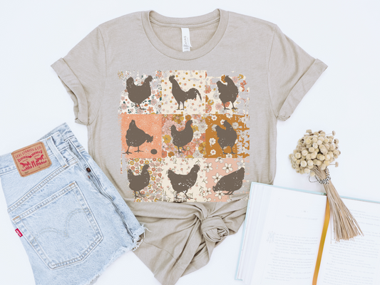RETRO CHICKEN QUILT GRAPHIC TEE