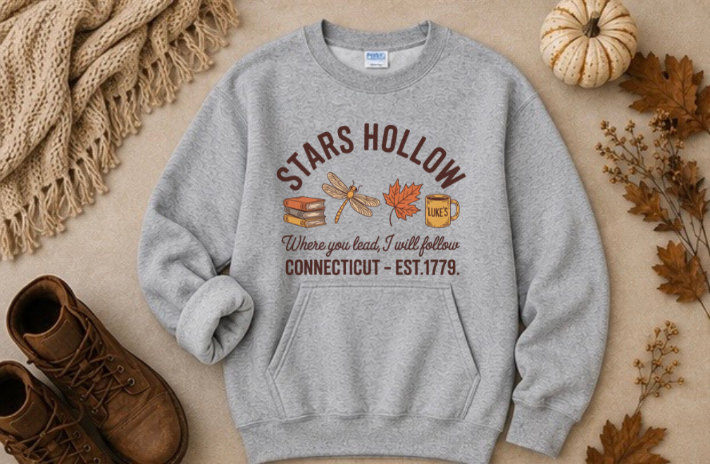 GILMORE GIRLS STARS HOLLOW KANGAROO POCKET CREWNECK SWEATSHIRT