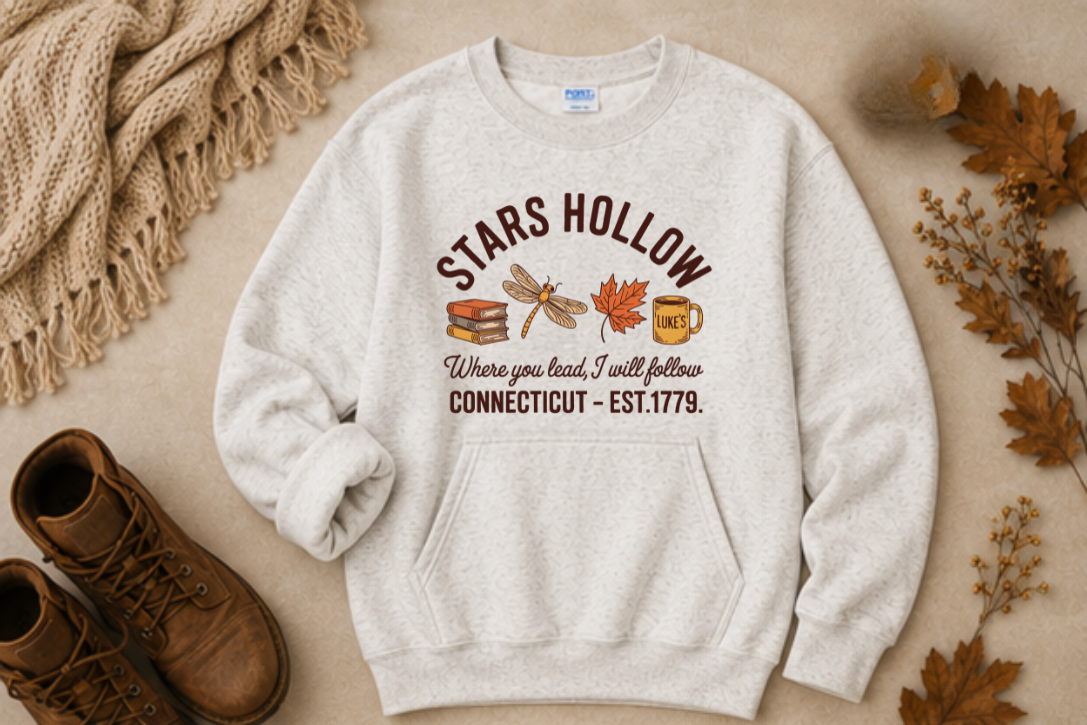 GILMORE GIRLS STARS HOLLOW KANGAROO POCKET CREWNECK SWEATSHIRT