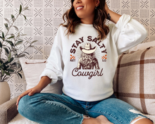Load image into Gallery viewer, STAY SALTY COWGIRL MATTHEW 5:13 CREWNECK SWEATSHIRT
