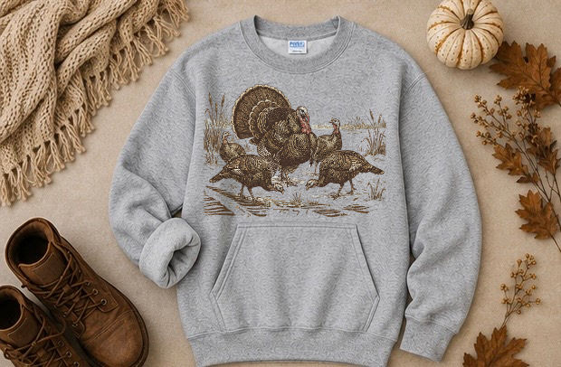 VINTAGE RETRO TURKEY POCKET CREWNECK SWEATSHIRT