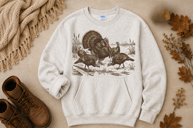 VINTAGE RETRO TURKEY POCKET CREWNECK SWEATSHIRT