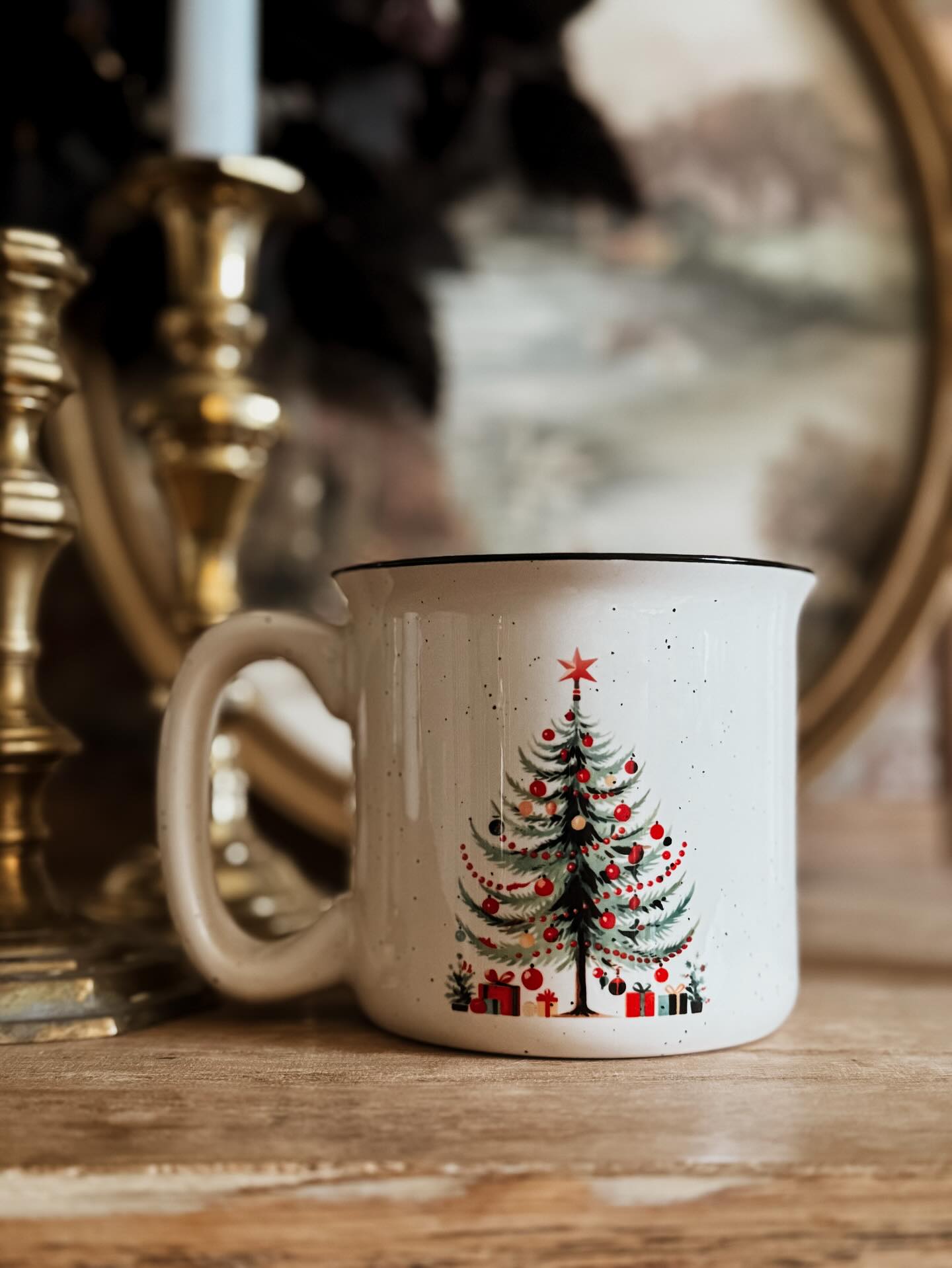 VINTAGE CHRISTMAS TREE CAMPFIRE COFFEE MUG