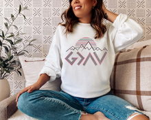 Load image into Gallery viewer, GOD IS GREATER THAN THE UPS + DOWNS SWEATSHIRT ADULT
